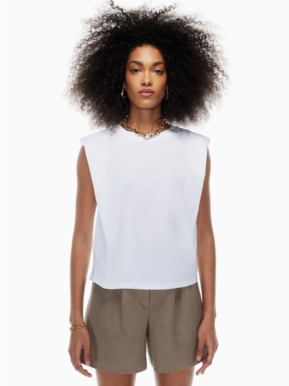 Aritzia Babaton Shoulder Pad Tank - White - XS